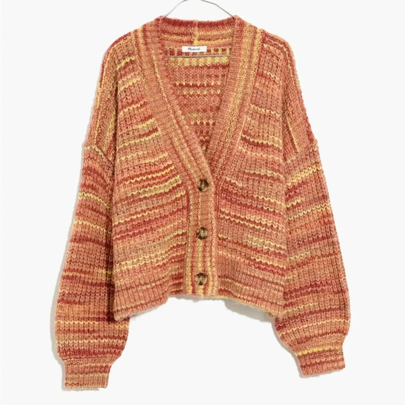 Madewell Space Dyed Waller Crop Cozy Knit Multicolored Cardigan size xs - Picture 1 of 9